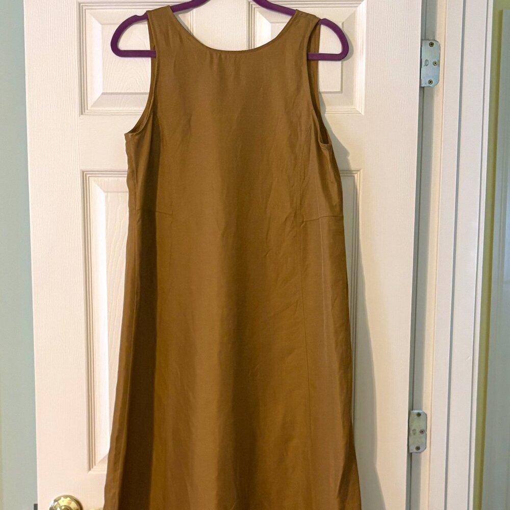 J. Jill Midi Gold Metallic Sleeveless Dress Size M